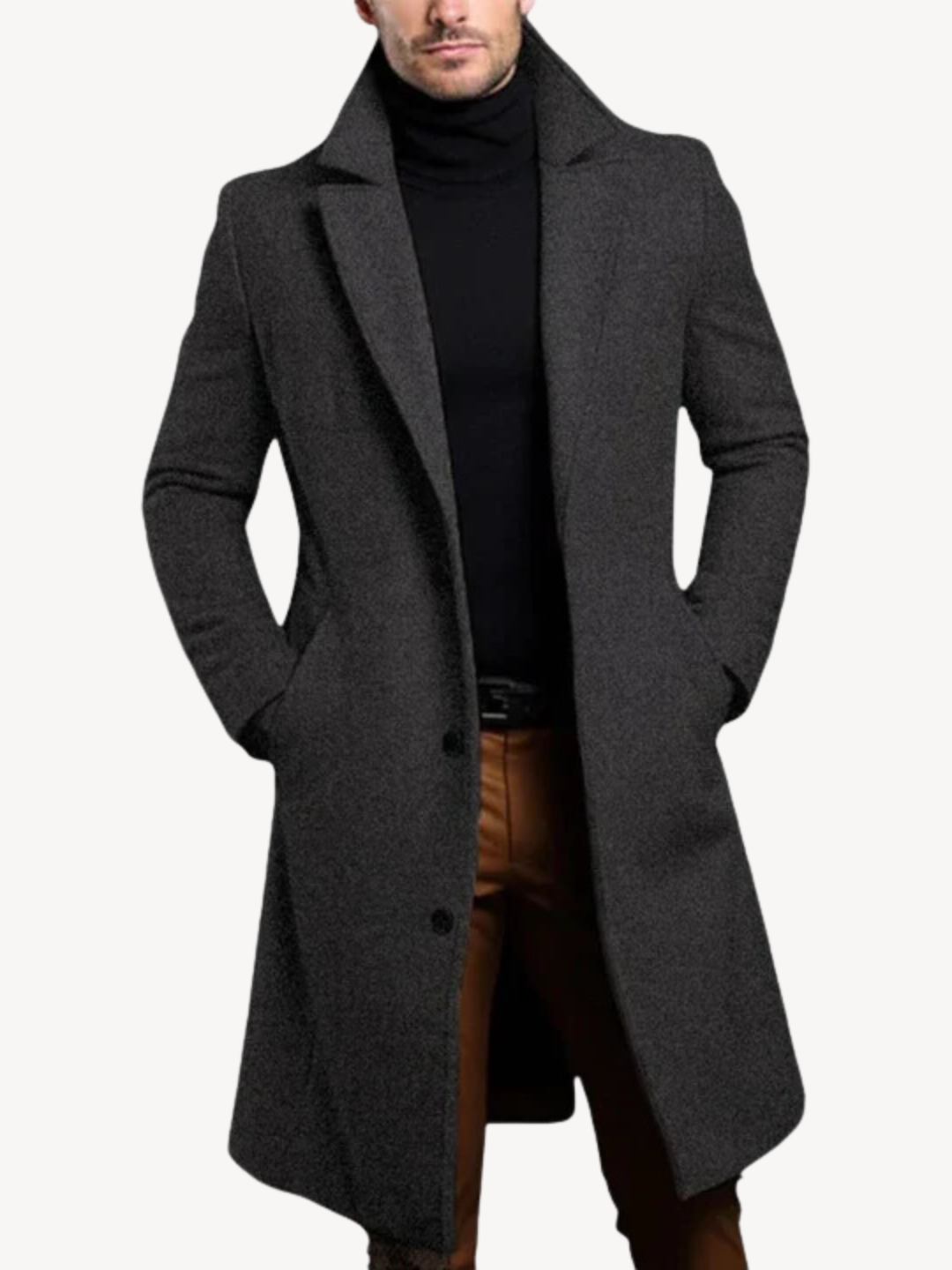 Trench coat for men with belted waist