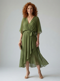 Sabelline | Feminine Soft-Draped Midi Dress