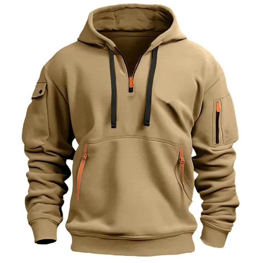 Sean - Pullover Hoodie with Zip Pocket and Arm Pocket