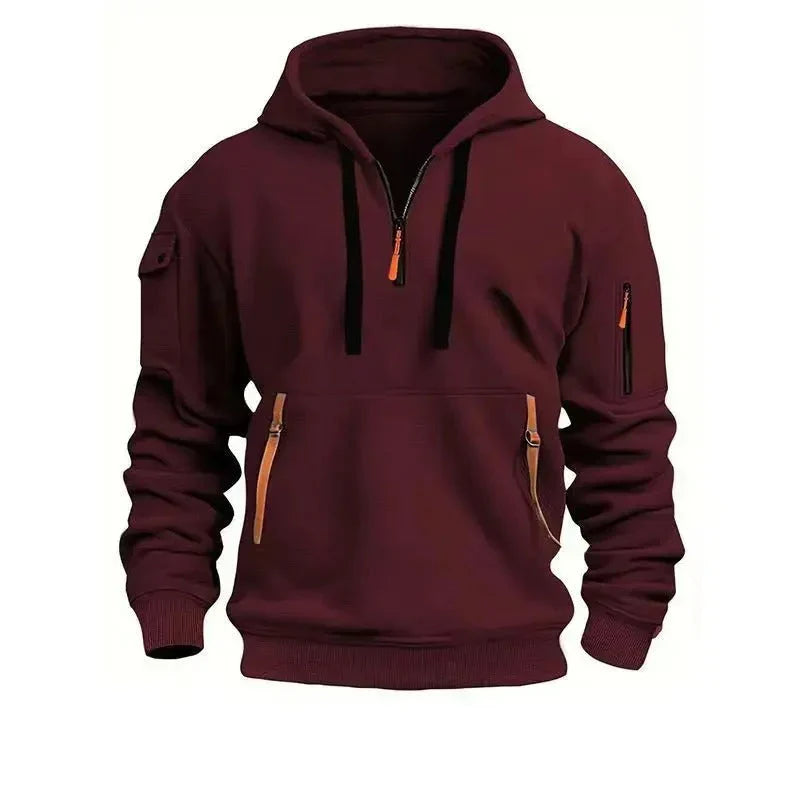 Sean - Pullover Hoodie with Zip Pocket and Arm Pocket
