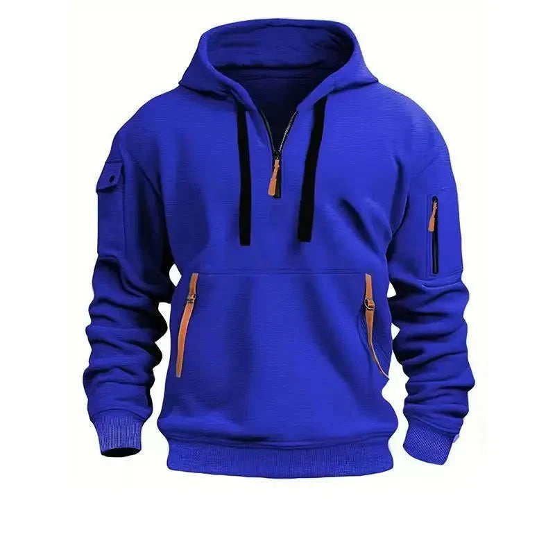 Sean - Pullover Hoodie with Zip Pocket and Arm Pocket