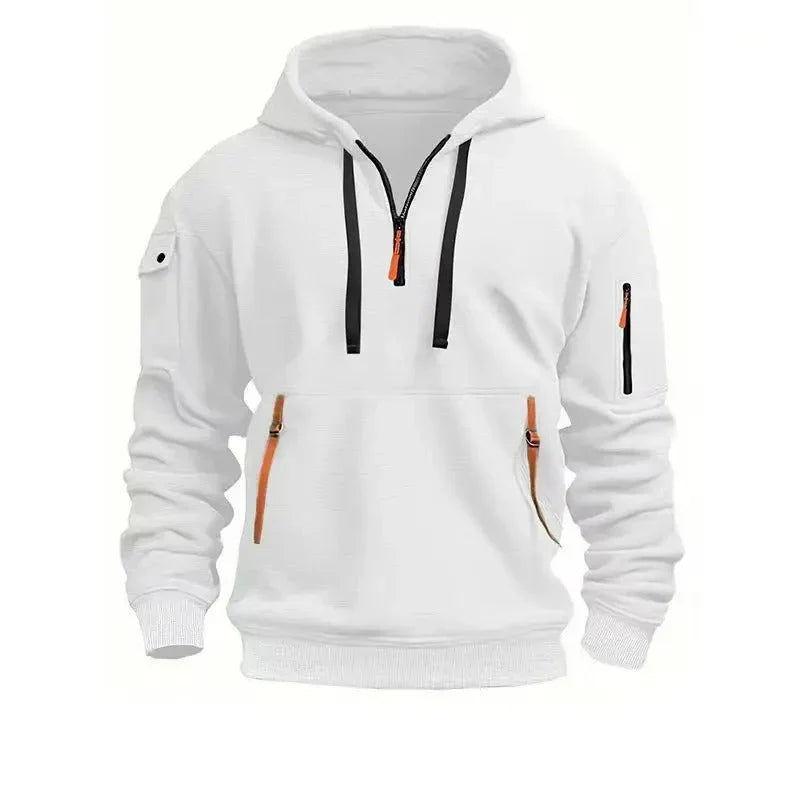 Sean - Pullover Hoodie with Zip Pocket and Arm Pocket