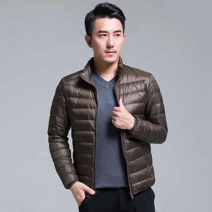 Men's packable puffer jacket - army green stand