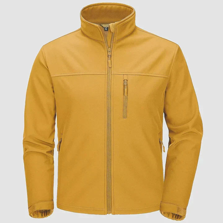 Men's zip front shell jacket with stand collar - yellow