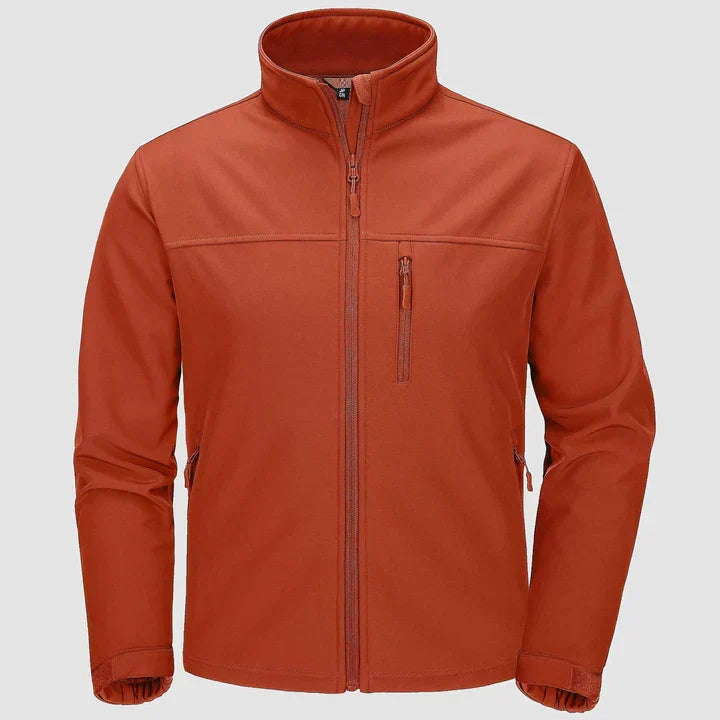 Men's zip front shell jacket with stand collar - red