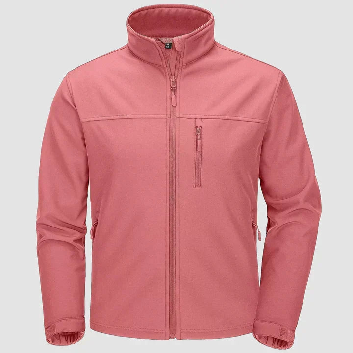 Men's zip front shell jacket with stand collar - pink