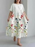 Sinovia | Floral Short-Sleeve Midi Dress