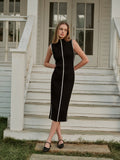Raphaelle | Sleeveless Colour Block Knit Maxi Dress