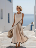 Soleia | Gathered-Waist Sleeveless Maxi Dress