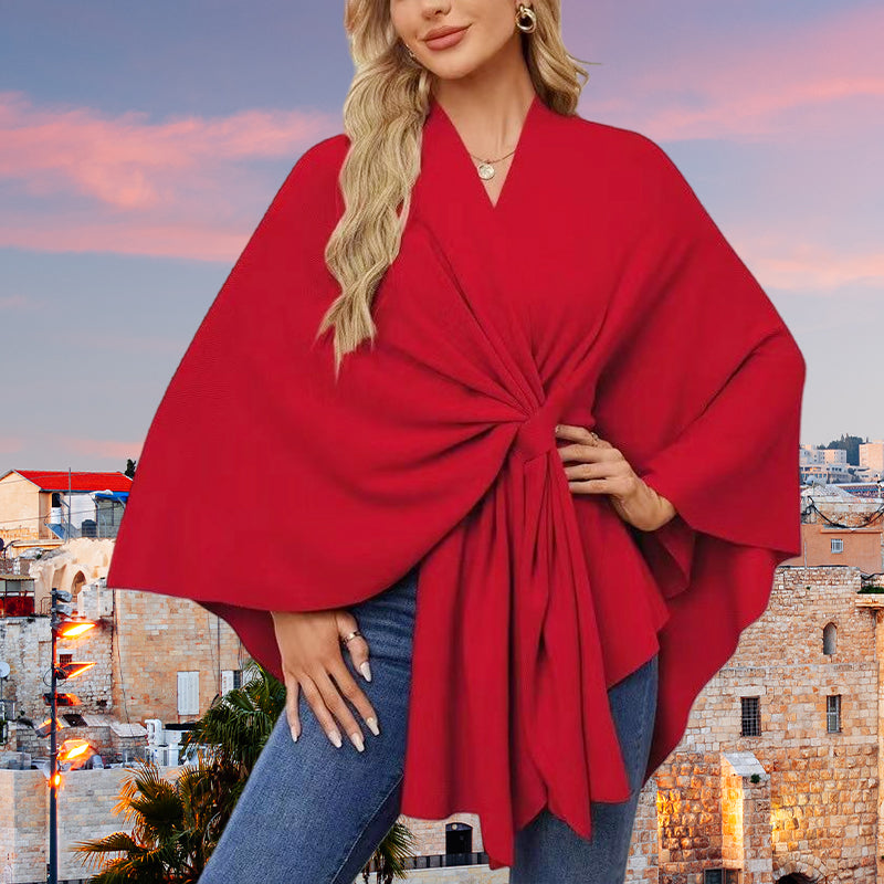 Aurelia - Crossover Knit Wrap Shawl
