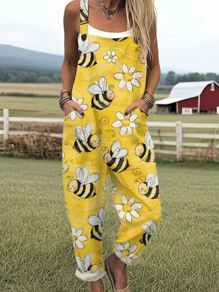 Sunny | Women's Cotton Adjustable Strap Loose-Fit Overall Jumpsuit