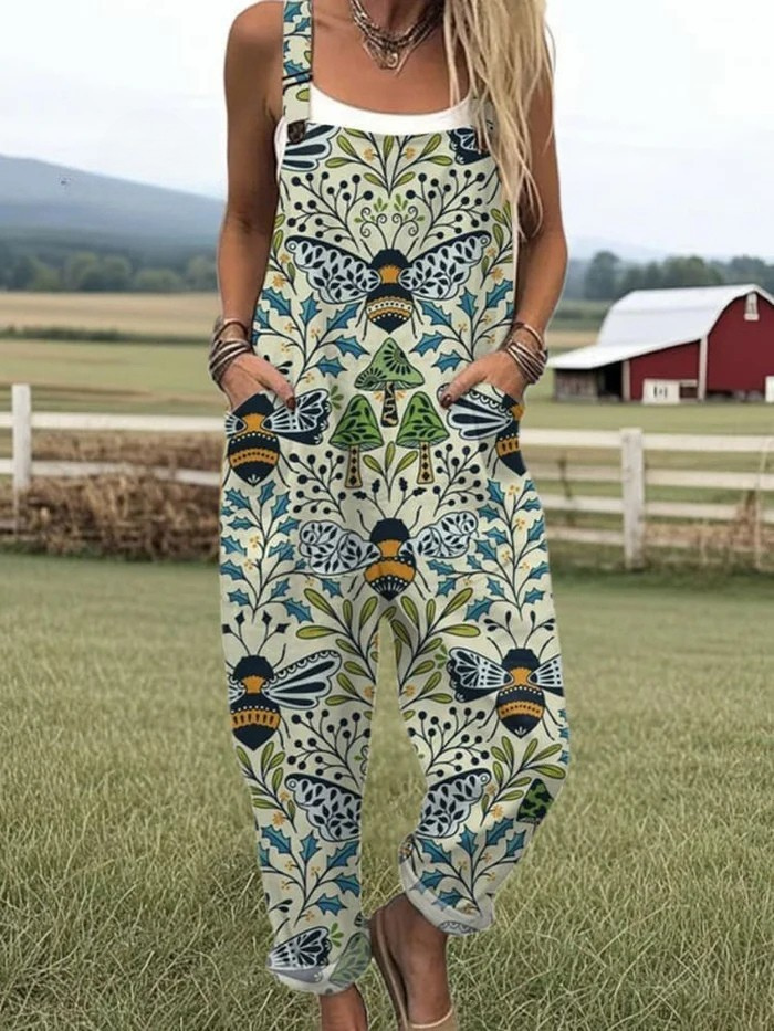 Sunny | Women's Cotton Adjustable Strap Loose-Fit Overall Jumpsuit