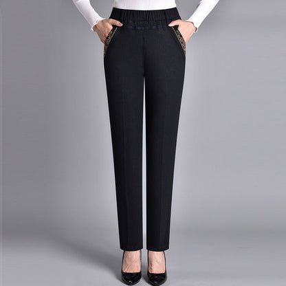 Evangelina - Straight Leg Elastic-Waist Jeans