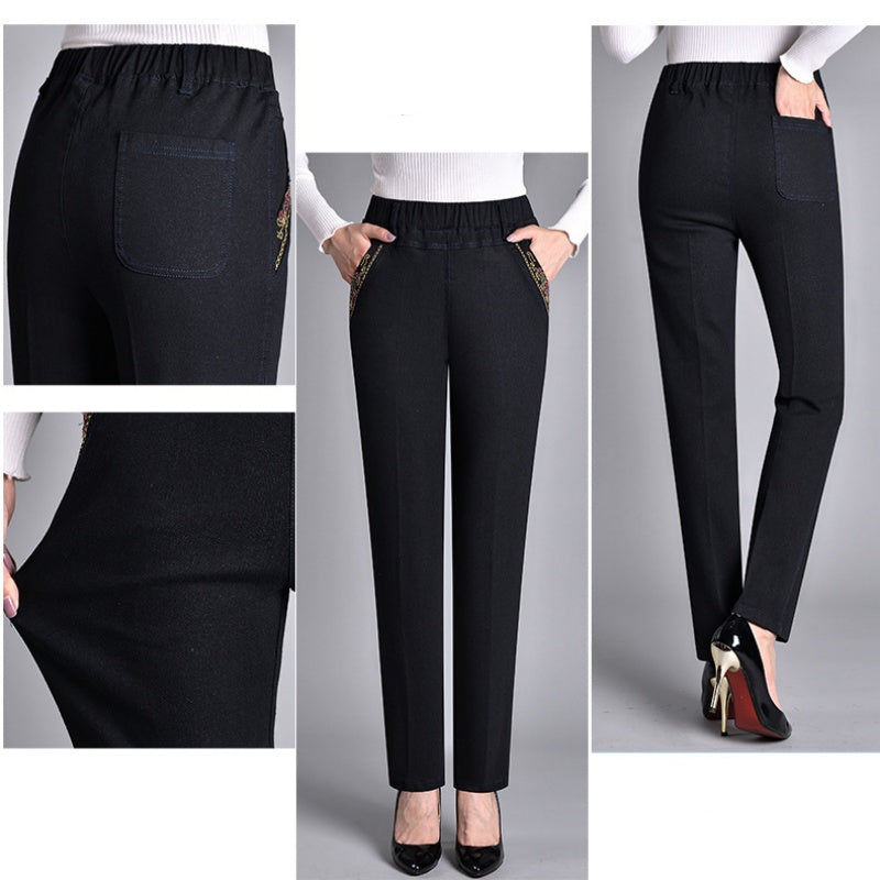 Evangelina - Straight Leg Elastic-Waist Jeans