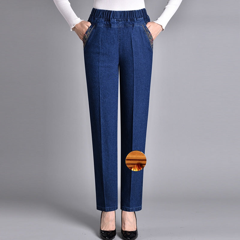 Evangelina - Straight Leg Elastic-Waist Jeans