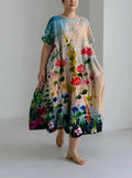 Sylvaine | Floral Short-Sleeve Midi Dress