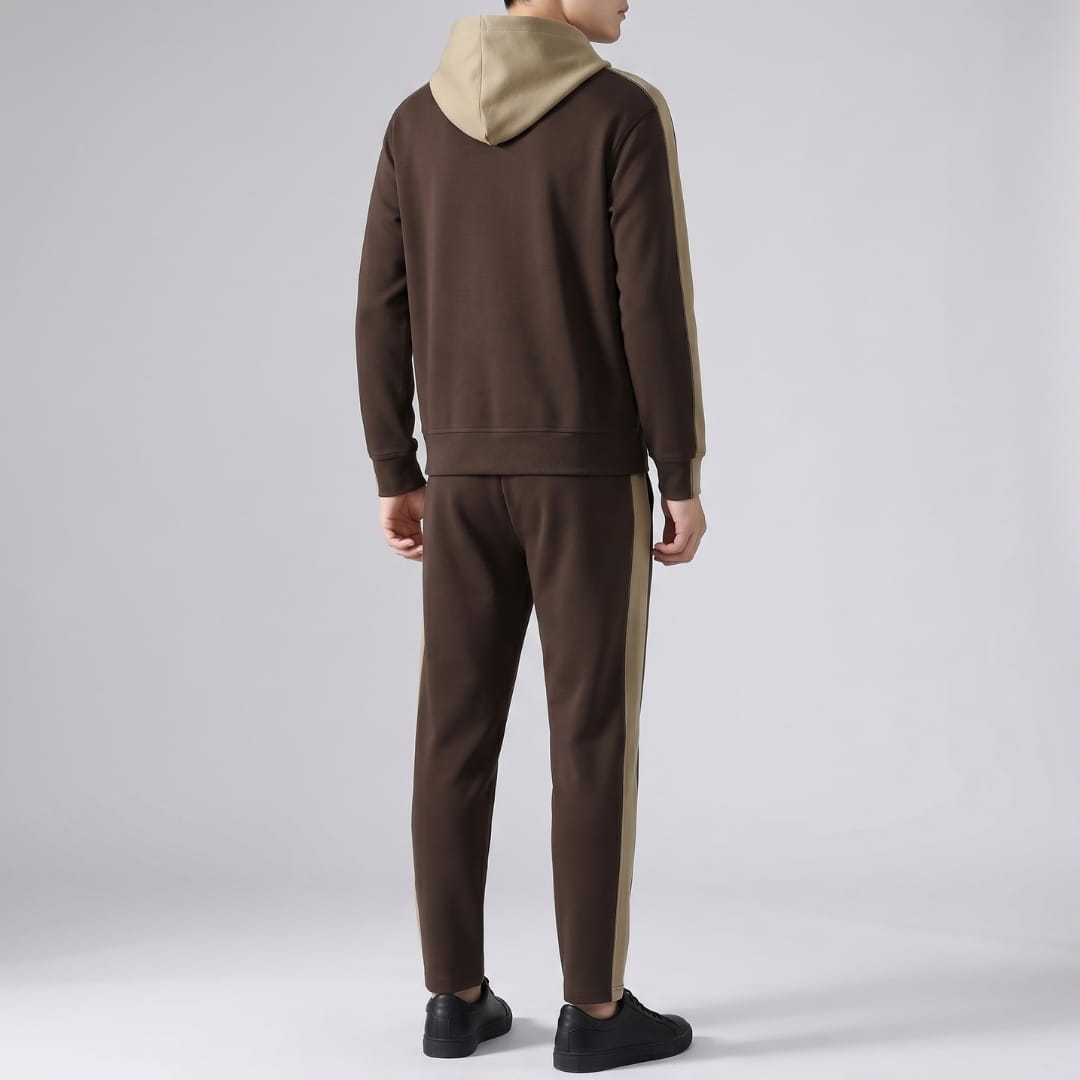 Men's cotton tracksuit set with zip jacket