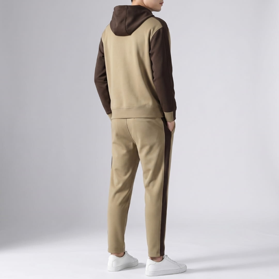 Men's cotton tracksuit set with zip jacket
