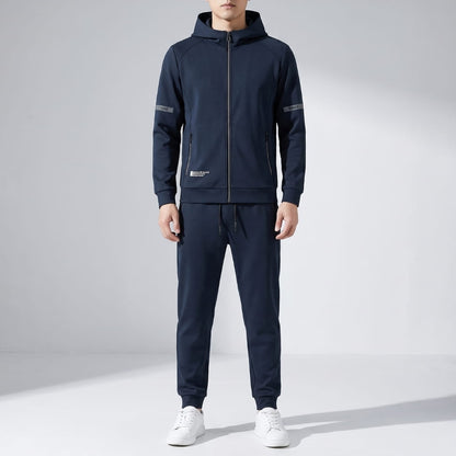 Men's hooded stretch tracksuit with sculpted fit
