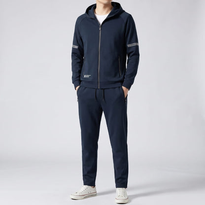 Men's hooded stretch tracksuit with sculpted fit