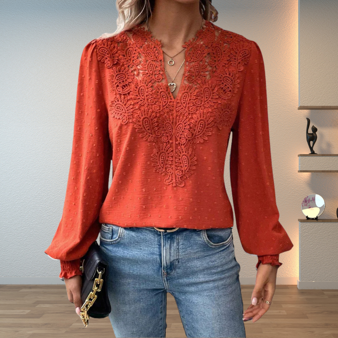 Thea | Women's Elegant Lightweight Lace Detail Blouse