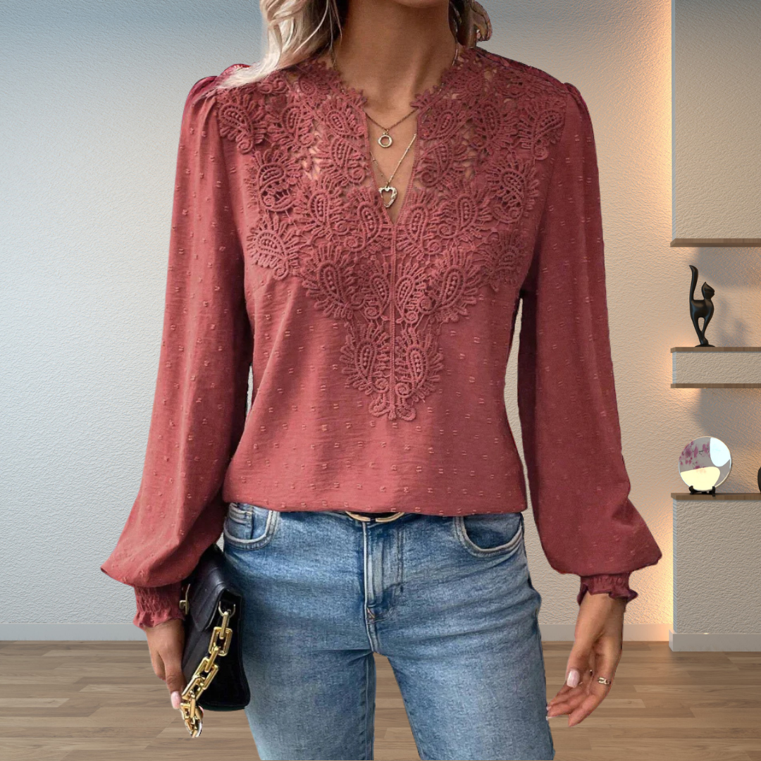 Thea | Women's Elegant Lightweight Lace Detail Blouse