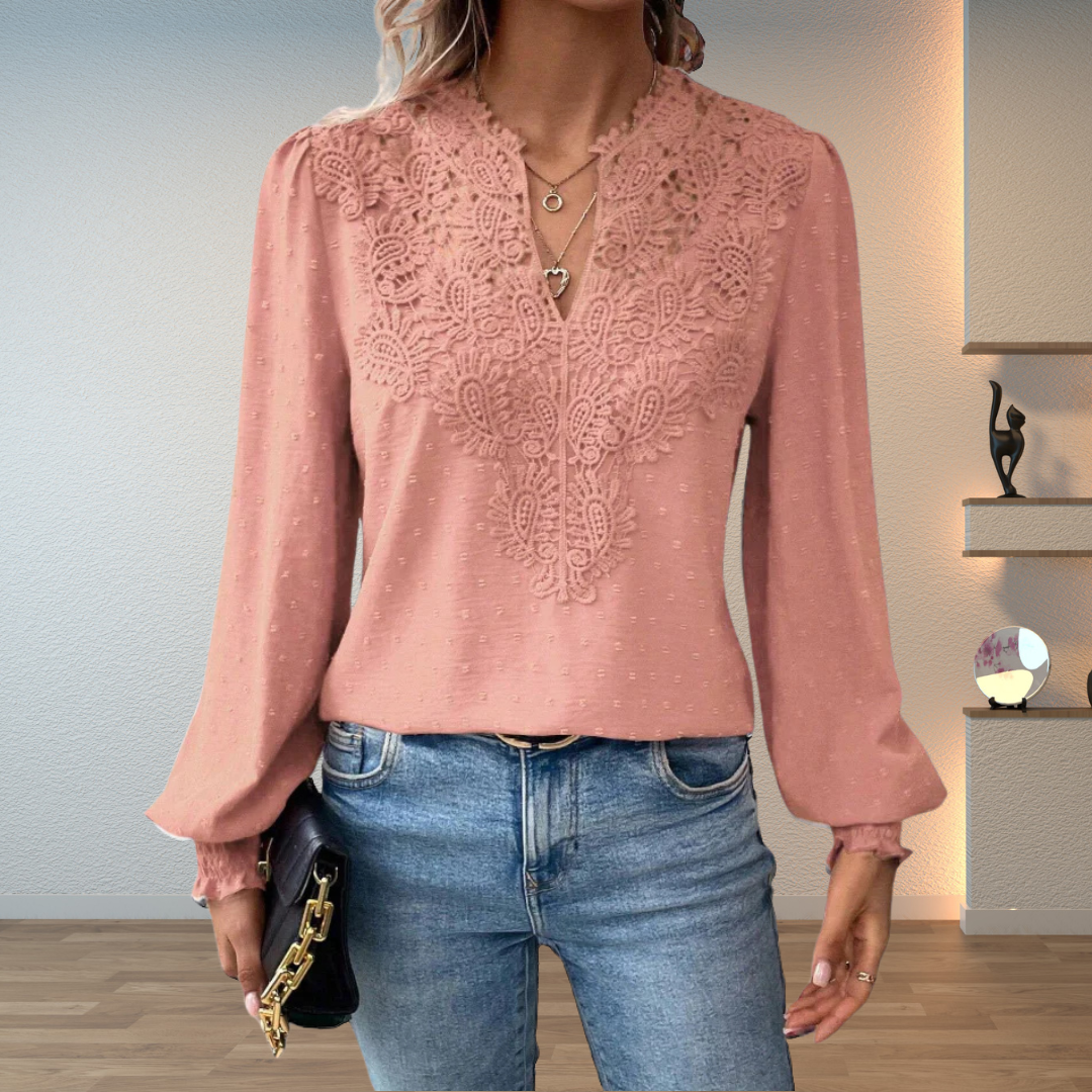 Thea | Women's Elegant Lightweight Lace Detail Blouse