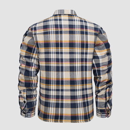Flannel overshirt jacket for men with checks