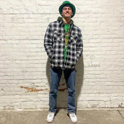 Flannel overshirt jacket for men with checks