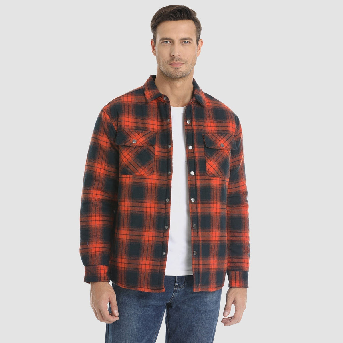 Flannel overshirt jacket for men with checks