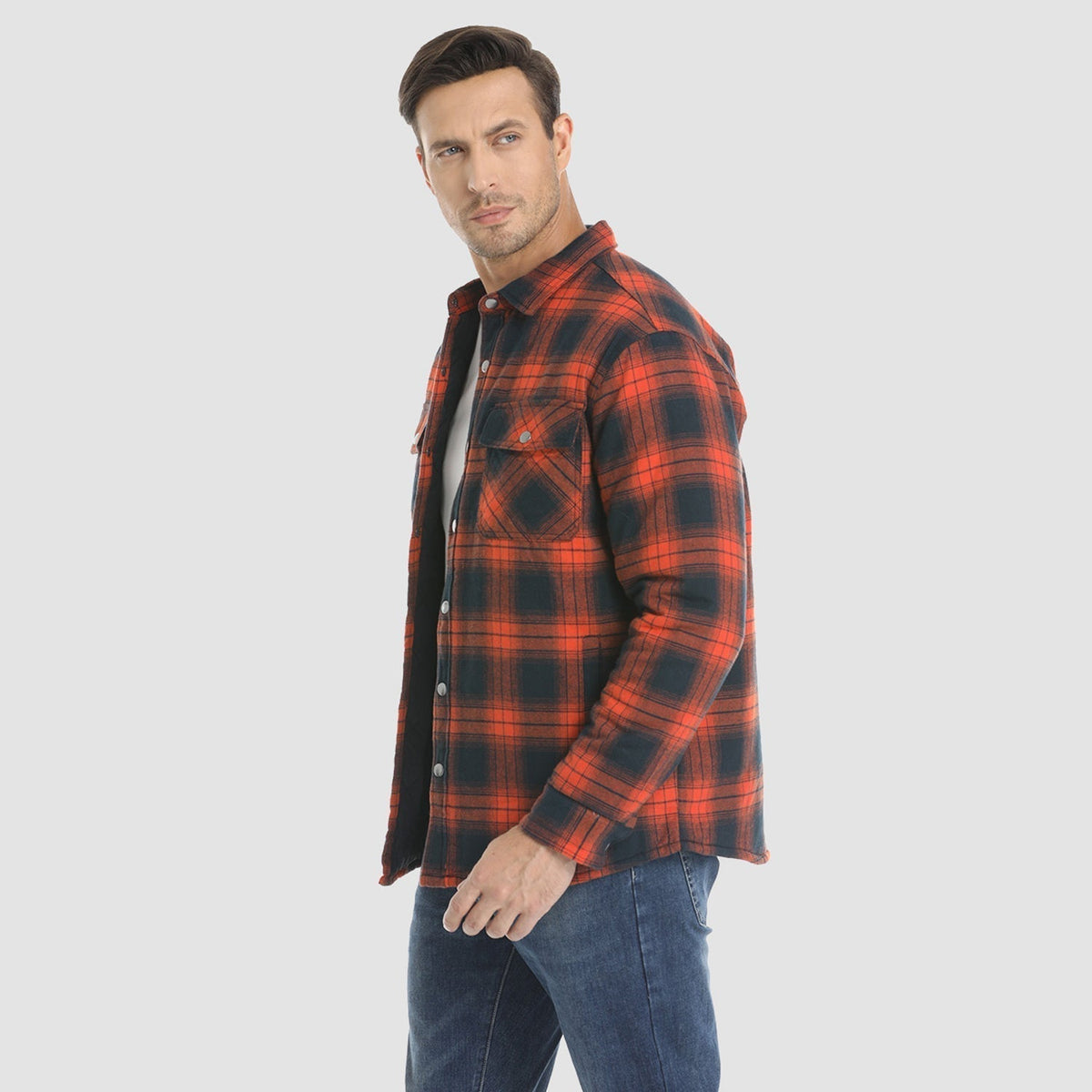 Flannel overshirt jacket for men with checks