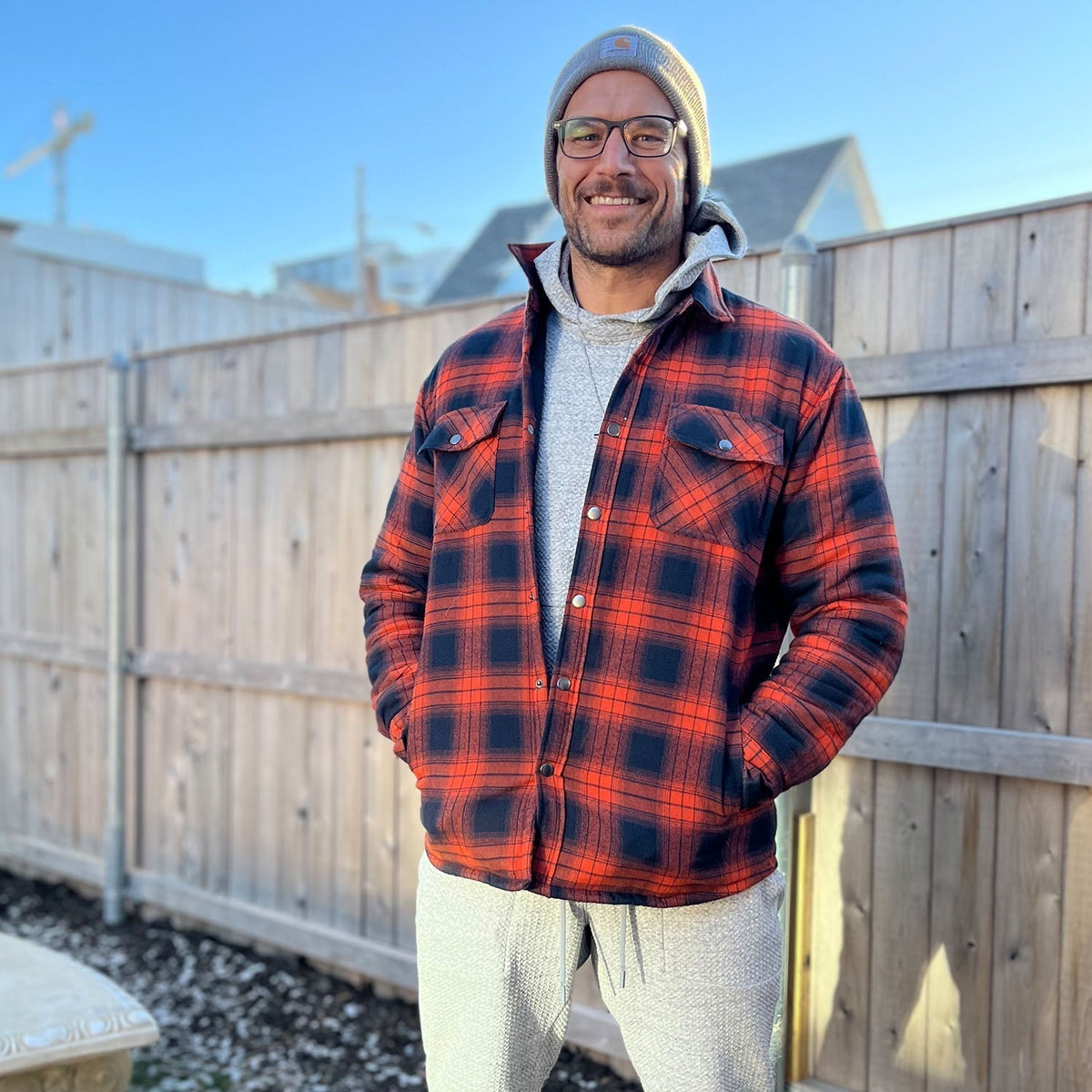 Flannel overshirt jacket for men with checks
