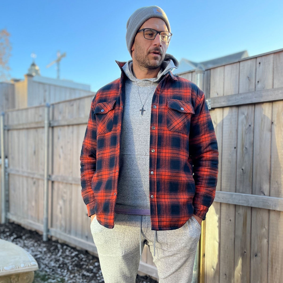 Flannel overshirt jacket for men with checks