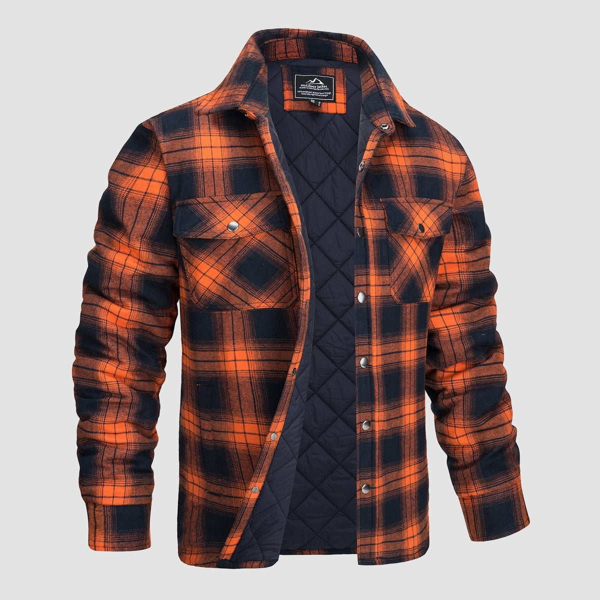 Flannel overshirt jacket for men with checks - red/black