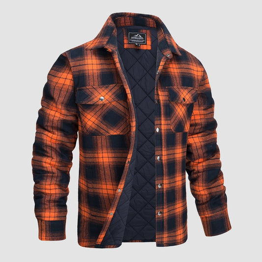 Flannel overshirt jacket for men with checks - red/black
