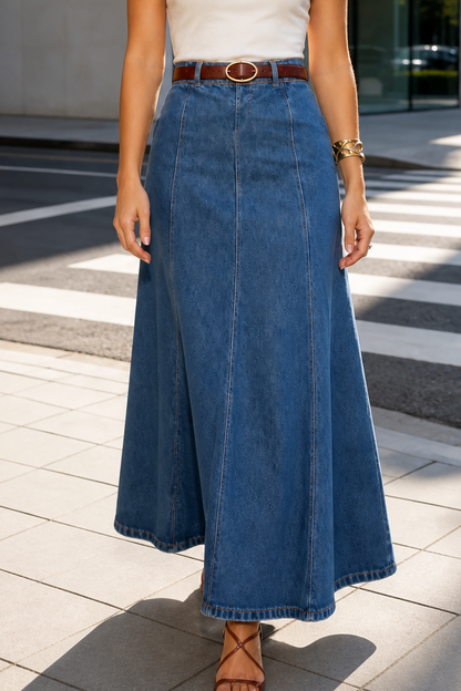 Enrica - High-Waist A-Line Maxi Skirt