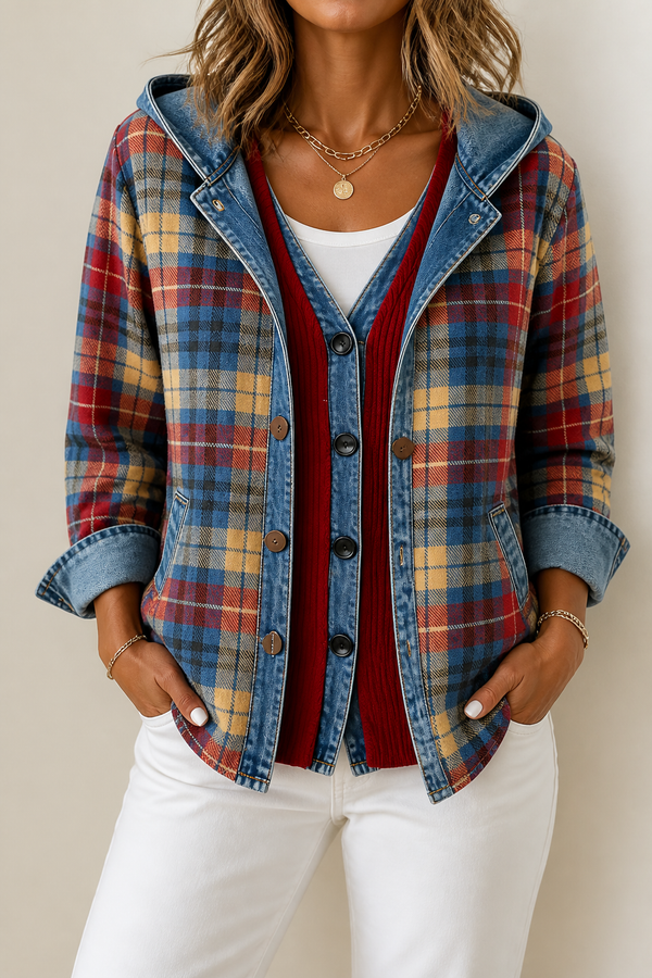 Farrah | Hooded Knit Cardigan with Contrast Trim