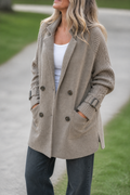 Albertina | Knit-Sleeve Double-Breasted Longline Coat