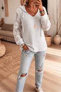 Mathilda | Ribbed Hooded Cardigan with Sheer Sleeves