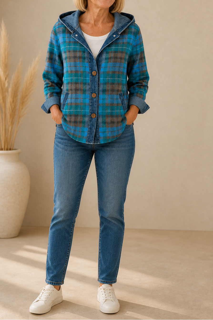 Farrah - Hooded Knit Cardigan with Contrast Trim