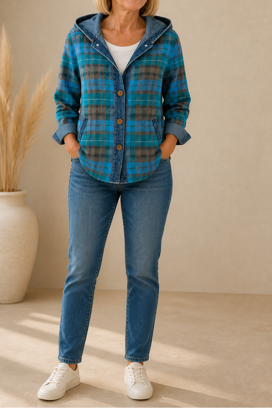 Farrah - Hooded Knit Cardigan with Contrast Trim
