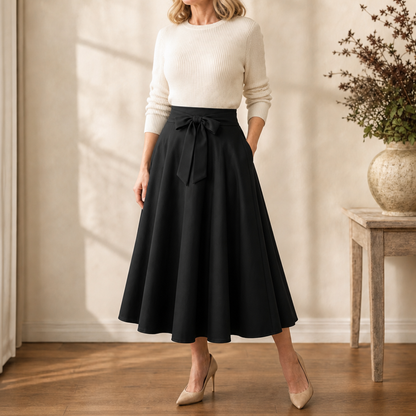 Gaetane - Self-Tie Pleated Midi Skirt