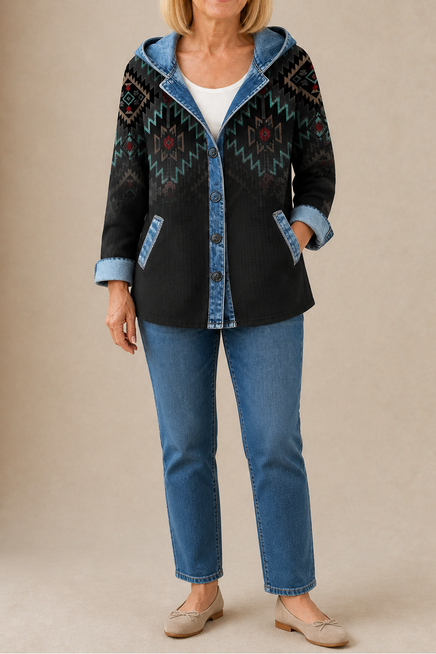 Farrah - Hooded Knit Cardigan with Contrast Trim
