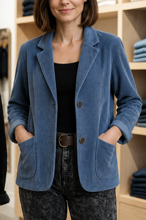 Clemency - Structured-Shoulder Corduroy-Look Jacket