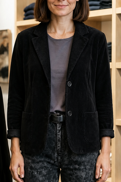 Clemency - Structured-Shoulder Corduroy-Look Jacket