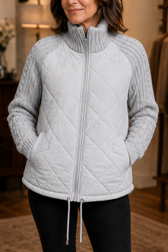 Domitille - Knit-Panel Quilted Patchwork Puffer