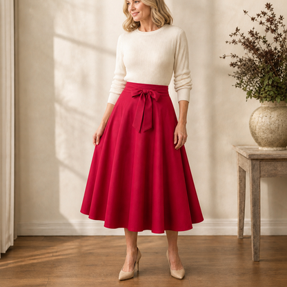 Gaetane - Self-Tie Pleated Midi Skirt