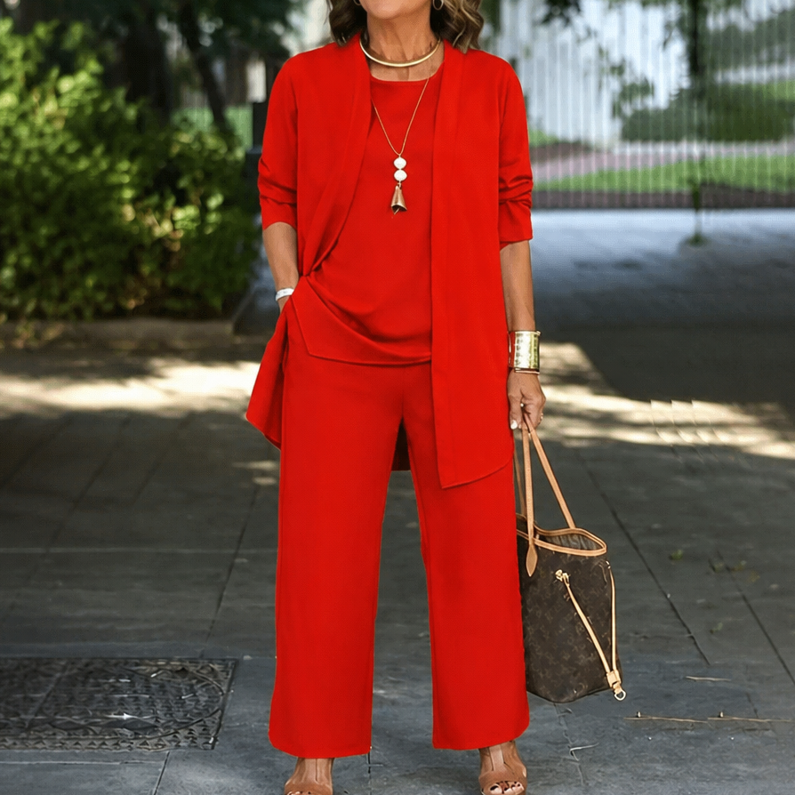 Ulrikke - Three-Piece Top, Trouser and Cardigan Set