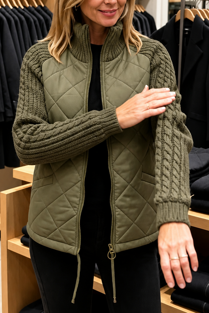 Domitille - Knit-Panel Quilted Patchwork Puffer