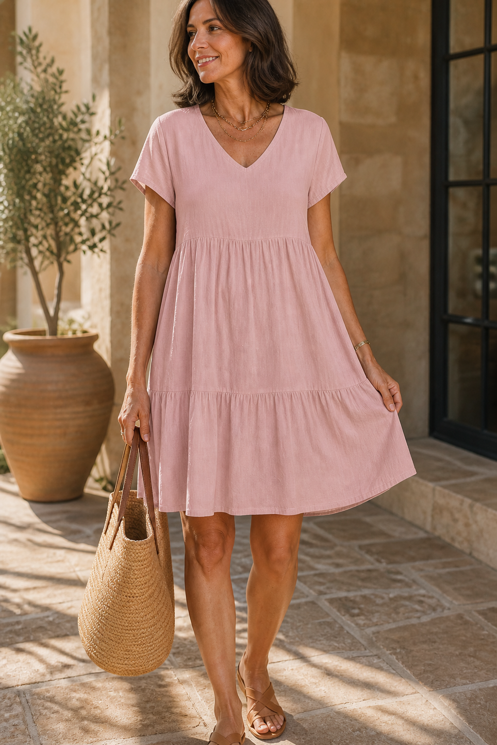 Elowen - V-Neck Tiered Ruffle Midi Dress